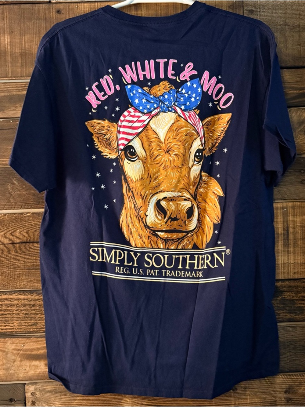 Simply Southern 'Red, White & Moo' Navy Graphic Tee